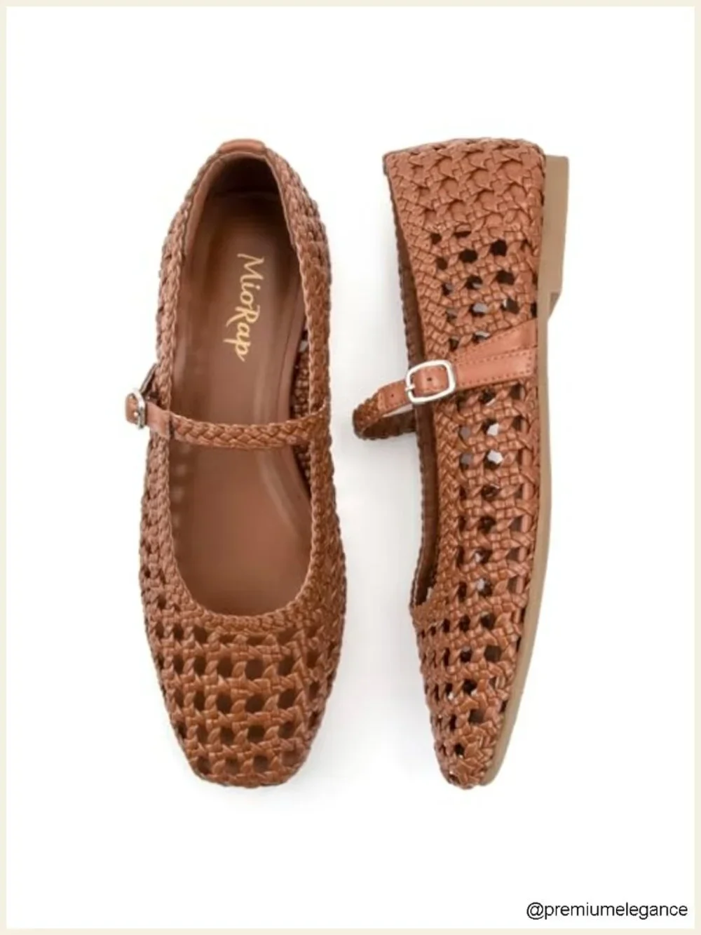 Square Toe Mesh Mary Jane Flat with Adjustable Strap Woven Ballet Shoes